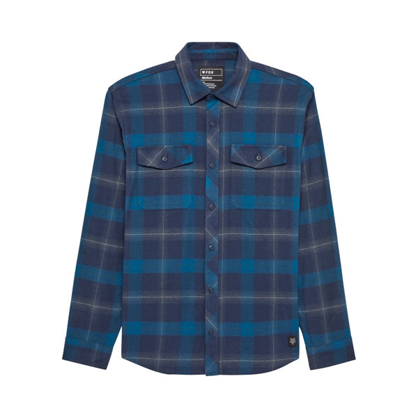 Fox Racing Survivalist Core Flannel SKU 36461 Midnight front view showing checked pattern and Fox Racing branding