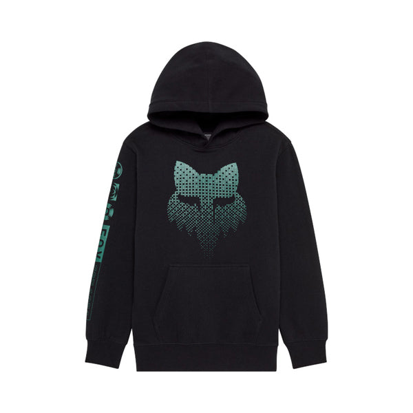 Fox Racing Blur Pullover Hoodie (Youth) front angle view in Blk sizes Y-SM, Y-MD, Y-LG, Y-XL SKU 36544-001-YS. Sweatshirts & Hoodies | Available at BTO Sports