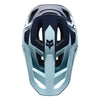 Fox Racing Rampage Foundry Helmet (MTB) in Midnight, top view, with the visor tip, crown vents, shell graphics, and central Fox logo. Available options—Color: Midnight, Sage; Size: XS, SM, MD, LG, XL, 2X. SKU 40158-329-XL. UPC 198571116289.