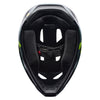 Fox Racing Rampage Foundry Helmet (MTB) (Youth) in Sage, underside view of the interior padding and chin opening, with the padded crown liner, cheek pads, chin opening, and retention-strap area exposed. Available options—Color: Sage; Size: Y-SM, YMD, Y-LG.