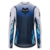 Fox Racing Ranger Foundry Long Sleeve Jersey (MTB) in Midnight, front product view, with the crew neck, long sleeves, large Fox chest graphic, contrasting arm panels, and curved drop-tail hem. Available options—Color: Midnight, Sage; Size: SM, MD, LG, XL, 2X. SKU 40166-329-S. UPC 198571116838.