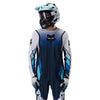 Fox Racing Ranger Foundry Long Sleeve Jersey (MTB) in Midnight, close-up of the sleeve graphic and cuff, with the printed Fox artwork, mesh-knit texture, reinforced seam lines, and shaped cuff or hem. Available options—Color: Midnight, Sage; Size: SM, MD, LG, XL, 2X. SKU 40166-329-2X. UPC 198571116876.