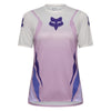 Fox Racing Ranger Foundry Jersey (MTB) (Womens) in Lavender Drift, front product view, with the crew neck, long sleeves, large Fox chest graphic, contrasting arm panels, and curved drop-tail hem. Available options—Color: Lavender Drift; Size: XS, SM, MD, LG, XL. SKU 40168-F07-XS. UPC 198571115398.