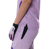 Fox Racing Ranger Foundry Jersey (MTB) (Womens) in Lavender Drift, close-up of the chest and shoulder panels, with the printed Fox artwork, mesh-knit texture, reinforced seam lines, and shaped cuff or hem. Available options—Color: Lavender Drift; Size: XS, SM, MD, LG, XL. SKU 40168-F07-L. UPC 198571115428.