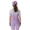 Fox Racing Ranger Foundry Jersey (MTB) (Womens) in Lavender Drift, close-up of the lower hem and drop-tail panel, with the printed Fox artwork, mesh-knit texture, reinforced seam lines, and shaped cuff or hem. Available options—Color: Lavender Drift; Size: XS, SM, MD, LG, XL.