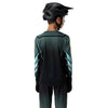 Fox Racing Ranger Foundry Long Sleeve Jersey (MTB) (Youth) in Sage, close-up of the chest and shoulder panels, with the printed Fox artwork, mesh-knit texture, reinforced seam lines, and shaped cuff or hem. Available options—Color: Sage; Size: Y-SM, YMD, Y-LG, Y-XL. SKU 40171-221-YXL. UPC 198571120378.