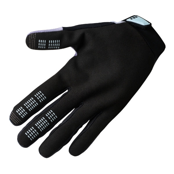 Fox Racing Ranger Foundry Gloves (MTB) in Midnight, palm-side view, with the perforated palm, silicone finger grips, curved fingertips, and slip-on cuff. Available options—Color: Midnight, Sage; Size: SM, MD, LG, XL, 2X. SKU 40175-329-M. UPC 198571116203.