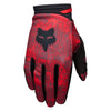 Fox Racing 180 Abyss Gloves in Flo Red, back-of-hand view, with the Fox hand graphic, flexible finger panels, shaped knuckles, and stretch cuff. Available options—Color: Flo Red; Size: SM, MD, LG, XL, 2X. SKU 40560-110-S. UPC 198571125618.