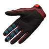 Fox Racing 180 Raid Gloves in Purple Lava, palm-side view, with the perforated palm, silicone finger grips, curved fingertips, and slip-on cuff. Available options—Color: Purple Lava, Red, Deep Fern; Size: SM, MD, LG, XL, 2X. SKU 40561-E07-XL. UPC 198571129074.