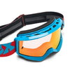 Fox Racing Main Raid Goggles in Melon, straight-on lens view, with the curved lens, vented frame, nose bridge, foam edge, and Fox-branded strap. Available options—Color: Rust, Purple Lava, Melon. SKU 40571-413-OS. UPC 198571127445.