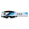 Fox Racing Airspace Foundry Goggles in Sky Blue, straight-on lens view, with the curved lens, vented frame, nose bridge, foam edge, and Fox-branded strap. Available options—Color: Black/Grey, Chili, HiViz Yellow, Sky Blue.
