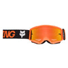 Fox Racing Main Draft Spark Goggles (Youth) in Sunburst, straight-on lens view, with the curved lens, vented frame, nose bridge, foam edge, and Fox-branded strap. Available options—Color: Sunburst, Black/Pink. SKU 40576-460-OS. UPC 198571131480.