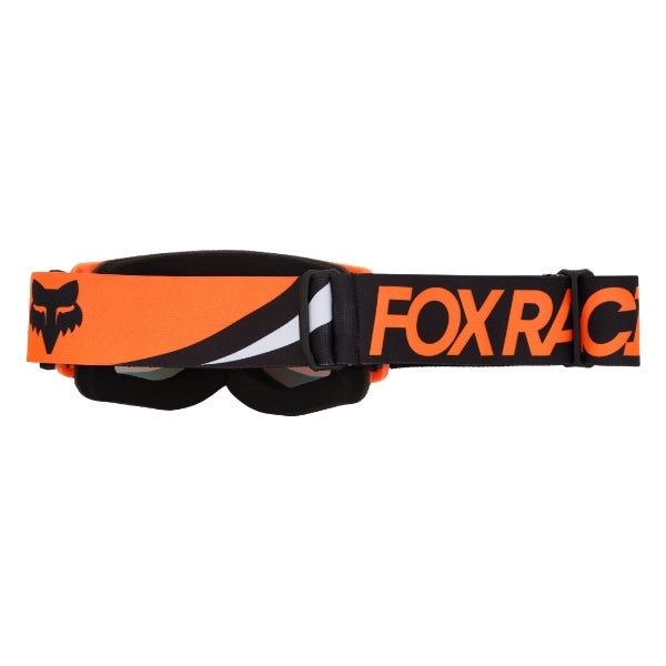 Fox Racing Main Draft Spark Goggles (Youth) in Black/Pink, straight-on lens view, with the curved lens, vented frame, nose bridge, foam edge, and Fox-branded strap. Available options—Color: Sunburst, Black/Pink. SKU 40576-285-OS. UPC 198571123522.