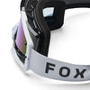 Fox Racing Airspace Clutch Goggles in Neon Pink, three-quarter lens and frame view, with the curved lens, vented frame, nose bridge, foam edge, and Fox-branded strap. Available options—Color: White/Black, Neon Pink.
