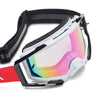 Fox Racing Airspace Clutch Goggles in Neon Pink, straight-on lens view, with the curved lens, vented frame, nose bridge, foam edge, and Fox-branded strap. Available options—Color: White/Black, Neon Pink.