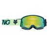 Fox Racing Main Draft Goggles in Melon, rear view of the branded strap, with the wide elastic strap, silicone grip bands, woven Fox lettering, and rear frame edge. Available options—Color: Sunburst, Black/Pink, Melon.
