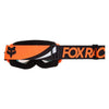 Fox Racing Main Draft Goggles in Black/Pink, straight-on lens view, with the curved lens, vented frame, nose bridge, foam edge, and Fox-branded strap. Available options—Color: Sunburst, Black/Pink, Melon. SKU 40579-285-OS. UPC 198571123539.