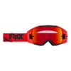 Fox Racing Vue Arc Vivid Goggles in Chili, three-quarter lens and frame view, with the curved lens, vented frame, nose bridge, foam edge, and Fox-branded strap. Available options—Color: Yellow, Ice Blue, Chili.