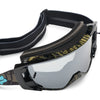 Fox Racing Vue Apex Vivid Goggles in Black, three-quarter lens and frame view, with the curved lens, vented frame, nose bridge, foam edge, and Fox-branded strap. Available options—Color: Black.
