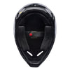 Fox Racing V1 BNKR Helmet in Black Camo, underside view of the interior padding and chin opening, with the padded crown liner, cheek pads, chin opening, and retention-strap area exposed. Available options—Color: Black Camo; Size: XS, SM, MD, LG, XL, 2X. SKU 40602-247-2X. UPC 198571123294.