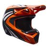 Fox Racing V1 Draft Helmet (Youth) in Sunburst, rear view, with the rear shell vents, lower neck opening, molded shell ribs, and Fox lettering. Available options—Color: White, Sunburst; Size: Y-SM, Y-MD, Y-LG.