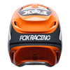 Fox Racing V1 Draft Helmet (Youth) in Sunburst, upper rear and vent view, with the rear shell vents, lower neck opening, molded shell ribs, and Fox lettering. Available options—Color: White, Sunburst; Size: Y-SM, Y-MD, Y-LG.
