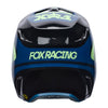 Fox Racing V1 Draft Helmet in Black, rear view, with the rear shell vents, lower neck opening, molded shell ribs, and Fox lettering. Available options—Color: White, Black, Sunburst; Size: XS, SM, MD, LG, XL, 2X. SKU 40609-001-L. UPC 198571121627.