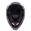 Fox Racing V1 Draft Helmet in White, underside view of the interior padding and chin opening, with the padded crown liner, cheek pads, chin opening, and retention-strap area exposed. Available options—Color: White, Black, Sunburst; Size: XS, SM, MD, LG, XL, 2X. SKU 40609-008-2X. UPC 198571132135.