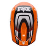 Fox Racing V1 Draft Helmet in Sunburst, top view, with the visor tip, crown vents, shell graphics, and central Fox logo. Available options—Color: White, Black, Sunburst; Size: XS, SM, MD, LG, XL, 2X. SKU 40609-460-XL. UPC 198571131541.