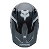 Fox Racing V1 Frame Helmet in Black, top view, with the visor tip, crown vents, shell graphics, and central Fox logo. Available options—Color: Black, Blue, Grey/Yellow, Neon Pink, Red; Size: XS, SM, MD, LG, XL, 2X. SKU 40615-001-XL. UPC 198571121696.