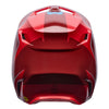Fox Racing V1 Raid Helmet in Rust, rear view, with the rear shell vents, lower neck opening, molded shell ribs, and Fox lettering. Available options—Color: Rust, Purple Lava, Emerald; Size: XS, SM, MD, LG, XL, 2X. SKU 40616-180-L. UPC 198571130773.