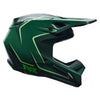 Fox Racing V1 Raid Helmet in Emerald, right-side profile, with the extended visor, open face port, angular chin bar, side vents, and Fox graphics. Available options—Color: Rust, Purple Lava, Emerald; Size: XS, SM, MD, LG, XL, 2X. SKU 40616-294-S. UPC 198571125342.