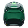 Fox Racing V1 Raid Helmet in Emerald, rear view, with the rear shell vents, lower neck opening, molded shell ribs, and Fox lettering. Available options—Color: Rust, Purple Lava, Emerald; Size: XS, SM, MD, LG, XL, 2X. SKU 40616-294-L. UPC 198571125366.