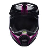 Fox Racing V1 Raid Helmet in Purple Lava, front view, with the visor, wide goggle opening, vented chin bar, and brow vents centered in the frame. Available options—Color: Rust, Purple Lava, Emerald; Size: XS, SM, MD, LG, XL, 2X. SKU 40616-E07-M. UPC 198571129159.