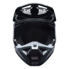 Fox Racing V1 Frame Helmet (Youth) in Black, front view, with the visor, wide goggle opening, vented chin bar, and brow vents centered in the frame. Available options—Color: Black, Neon Pink, Blue, Grey/Yellow, Red; Size: Y-SM, Y-MD, Y-LG. SKU 40617-001-YL. UPC 198571121733.