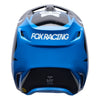 Fox Racing V1 Frame Helmet (Youth) in Red, rear view, with the rear shell vents, lower neck opening, molded shell ribs, and Fox lettering. Available options—Color: Black, Neon Pink, Blue, Grey/Yellow, Red; Size: Y-SM, Y-MD, Y-LG.