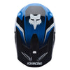 Fox Racing V1 Frame Helmet (Youth) in Red, top view, with the visor tip, crown vents, shell graphics, and central Fox logo. Available options—Color: Black, Neon Pink, Blue, Grey/Yellow, Red; Size: Y-SM, Y-MD, Y-LG.