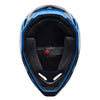 Fox Racing V1 Frame Helmet (Youth) in Red, underside view of the interior padding and chin opening, with the padded crown liner, cheek pads, chin opening, and retention-strap area exposed. Available options—Color: Black, Neon Pink, Blue, Grey/Yellow, Red; Size: Y-SM, Y-MD, Y-LG.