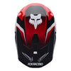 Fox Racing V1 Frame Helmet (Youth) in Red, front view, with the visor, wide goggle opening, vented chin bar, and brow vents centered in the frame. Available options—Color: Black, Neon Pink, Blue, Grey/Yellow, Red; Size: Y-SM, Y-MD, Y-LG.