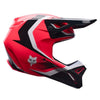 Fox Racing V1 Frame Helmet (Youth) in Blue, right-side profile, with the extended visor, open face port, angular chin bar, side vents, and Fox graphics. Available options—Color: Black, Neon Pink, Blue, Grey/Yellow, Red; Size: Y-SM, Y-MD, Y-LG. SKU 40617-002-YM. UPC 198571123904.