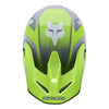 Fox Racing V1 Frame Helmet (Youth) in Red, rear view, with the rear shell vents, lower neck opening, molded shell ribs, and Fox lettering. Available options—Color: Black, Neon Pink, Blue, Grey/Yellow, Red; Size: Y-SM, Y-MD, Y-LG.