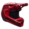 Fox Racing V1 Raid Helmet (Youth) in Rust, left-side profile, with the extended visor, open face port, angular chin bar, side vents, and Fox graphics. Available options—Color: Rust, Purple Lava; Size: Y-SM, Y-MD, Y-LG. SKU 40618-180-YS. UPC 198571130803.