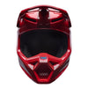 Fox Racing V1 Raid Helmet (Youth) in Rust, front view, with the visor, wide goggle opening, vented chin bar, and brow vents centered in the frame. Available options—Color: Rust, Purple Lava; Size: Y-SM, Y-MD, Y-LG. SKU 40618-180-YL. UPC 198571130827.