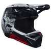 Fox Racing V1 Abyss Helmet in Black, left-side profile, with the extended visor, open face port, angular chin bar, side vents, and Fox graphics. Available options—Color: Black; Size: XS, SM, MD, LG, XL, 2X. SKU 40623-001-XS. UPC 198571121740.