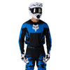 Fox Racing 180 HD38 Jersey in Black/Blue, close-up of the sleeve graphic and cuff, with the printed Fox artwork, mesh-knit texture, reinforced seam lines, and shaped cuff or hem. Available options—Color: Black/Blue; Size: XS, SM, MD, LG, XL, 2X. SKU 40653-013-XL. UPC 198571135204.