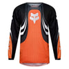 Fox Racing 180 Draft Jersey (Youth) in Sunburst, modeled front three-quarter view, with the crew neck, long sleeves, contrasting shoulder and arm graphics, and extended rear hem on a rider. Available options—Color: White, Sunburst; Size: Y-SM, Y-MD, Y-LG, Y-XL. SKU 40654-460-YL. UPC 198571131756.