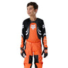 Fox Racing 180 Draft Jersey (Youth) in Sunburst, full modeled front view, with the crew neck, long sleeves, contrasting shoulder and arm graphics, and extended rear hem on a rider. Available options—Color: White, Sunburst; Size: Y-SM, Y-MD, Y-LG, Y-XL.