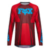 Fox Racing 180 Raid Jersey in Rust, front product view, with the crew neck, long sleeves, large Fox chest graphic, contrasting arm panels, and curved drop-tail hem. Available options—Color: Rust, Purple Lava, Deep Fern; Size: XS, SM, MD, LG, XL, 2X. SKU 40655-180-XS. UPC 198571130834.