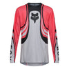 Fox Racing 180 Draft Jersey in White, front product view, with the crew neck, long sleeves, large Fox chest graphic, contrasting arm panels, and curved drop-tail hem. Available options—Color: White, Black, Sunburst; Size: XS, SM, MD, LG, XL, 2X. SKU 40657-008-XS. UPC 198571132302.