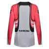 Fox Racing 180 Draft Jersey in White, rear product view, with the back graphic, shoulder panels, long sleeves, and drop-tail hem. Available options—Color: White, Black, Sunburst; Size: XS, SM, MD, LG, XL, 2X. SKU 40657-008-S. UPC 198571132319.